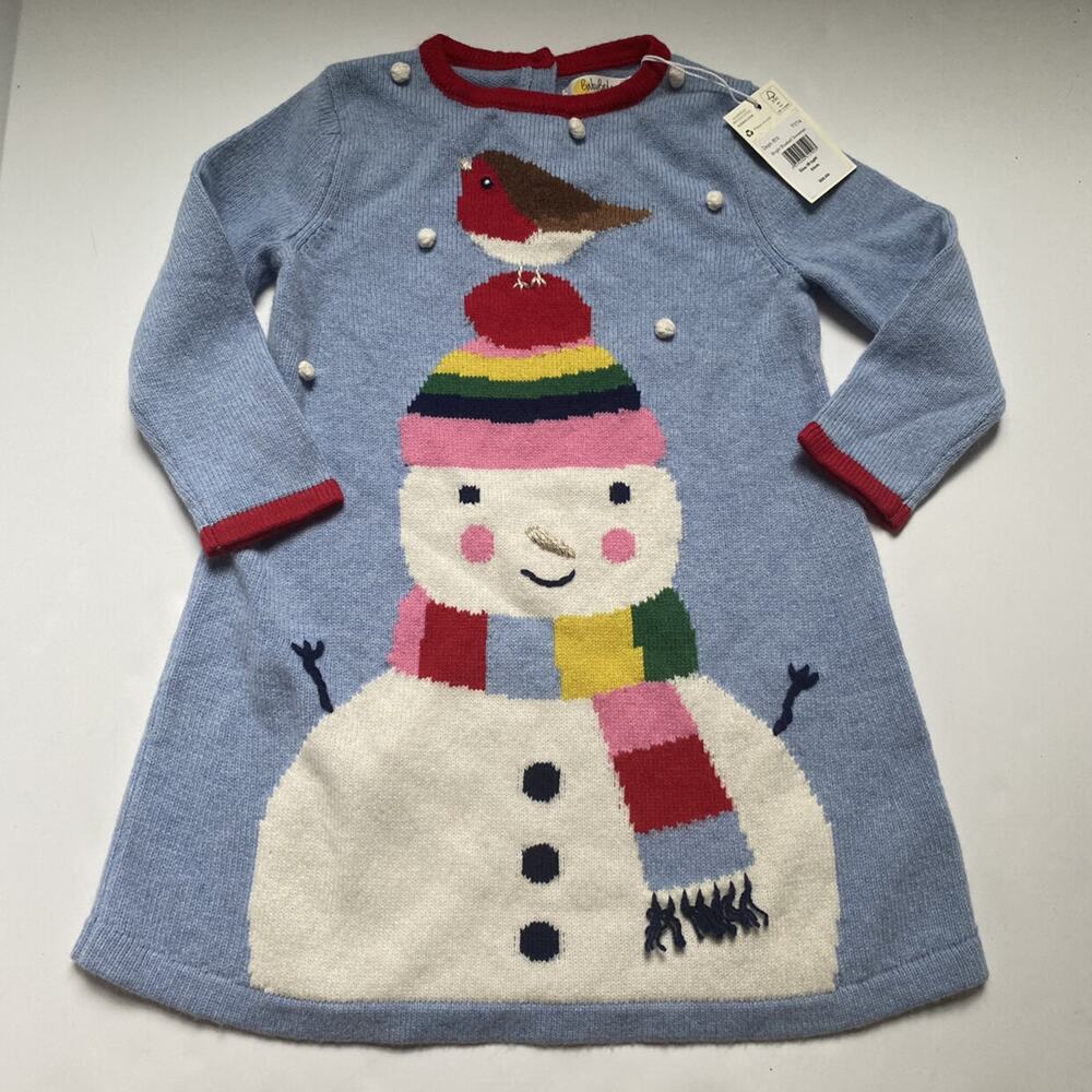 NEW Baby Boden Snowman Knit Dress